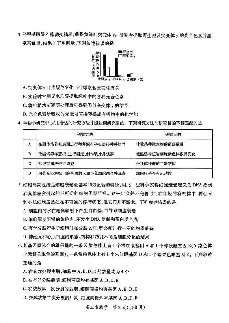 江西省上进联考2025届高三下学期2月统一调研测试-生物试题（含答案）第2页