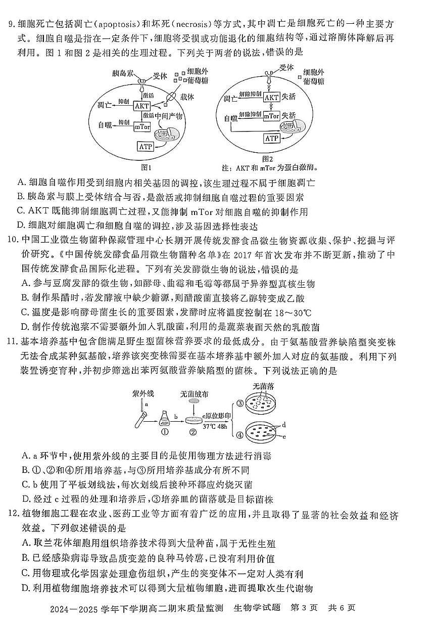 河南省信阳市2024-2025学年高二下学期期末考试生物试卷（PDF版附解析）第3页