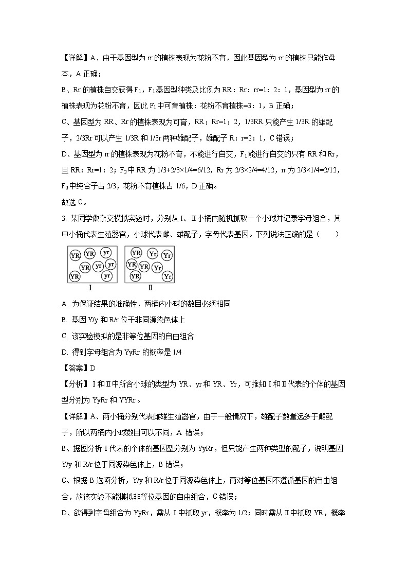 山东省德州市2024-2025学年高一下学期下4月期中真题考试生物试卷（解析版）第2页