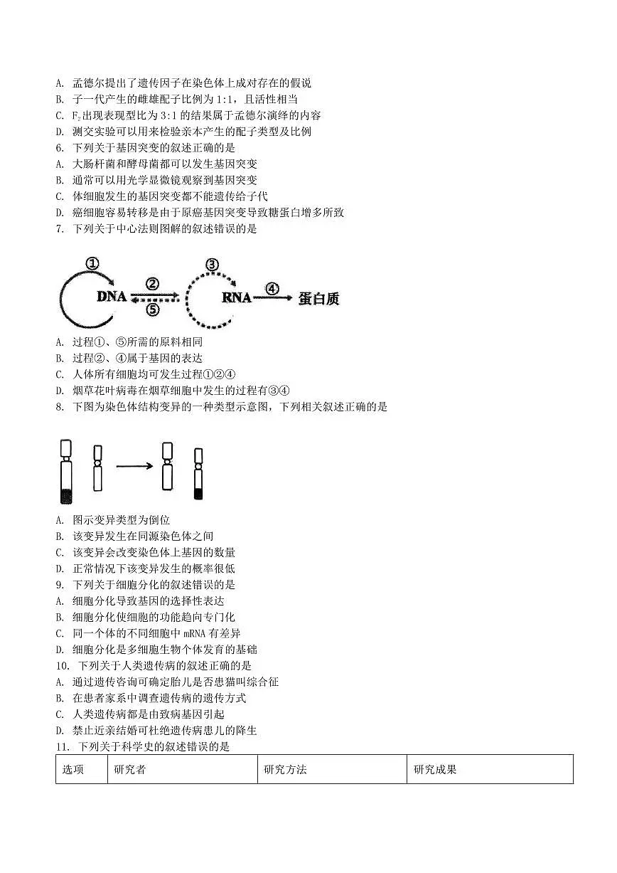 生物-江苏省淮安市2024-2025学年高一下学期期末调研测试试题和答案第2页