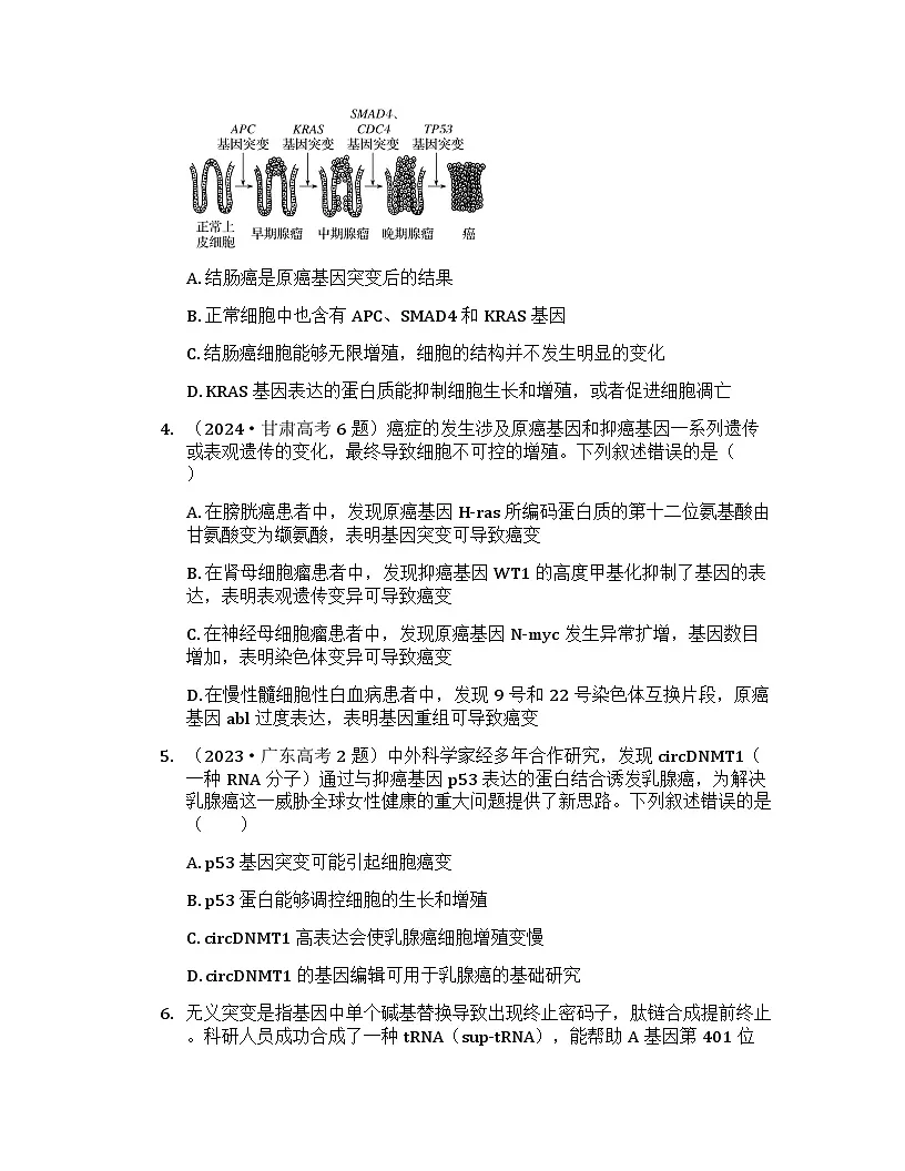 2026届高考生物一轮基础复习训练31 基因突变、基因重组第2页