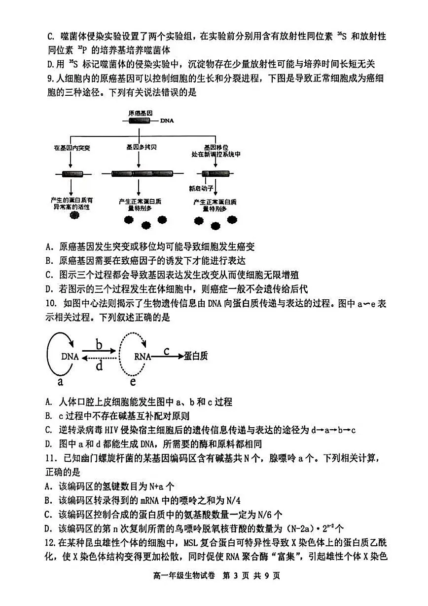 辽宁省沈阳市五校协作体2024-2025学年高一下学期期末考试生物试题（PDF版附答案）第3页