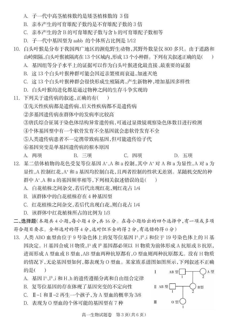 湖南省邵阳市新邵县2024-2025学年高一下学期期末考试生物试题第3页