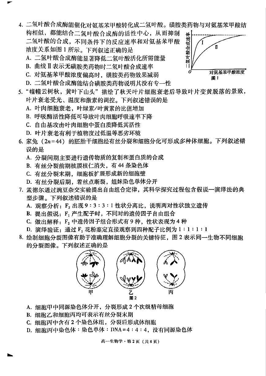 云南省保山市2024-2025学年高一下学期7月期末质量监测生物试卷第2页