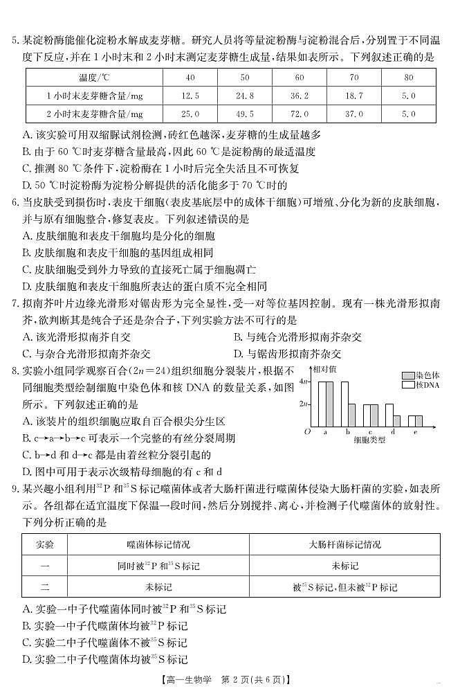云南省曲靖市陆良县2024-2025学年高一下学期期末考试 生物学第2页