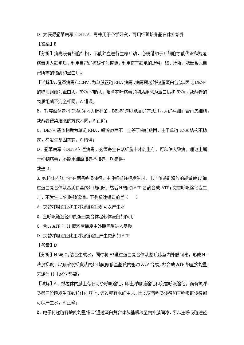 江西省部分学校2025届高三下学期模拟测试生物生物试卷（解析版）第2页