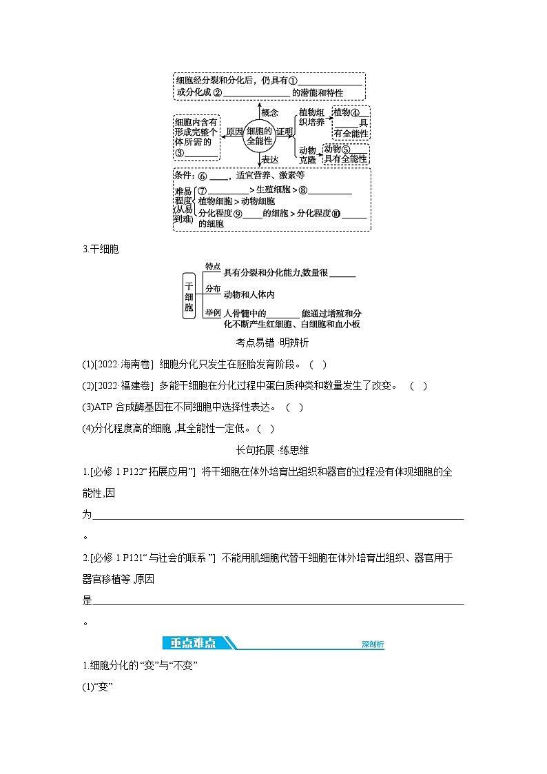 05 第13讲　细胞的分化、衰老、死亡 【正文】【听课手册】第2页
