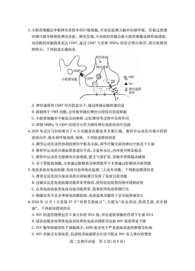 湖北省仙桃市2024-2025学年高二下学期期末考试 生物 PDF版含答案第2页