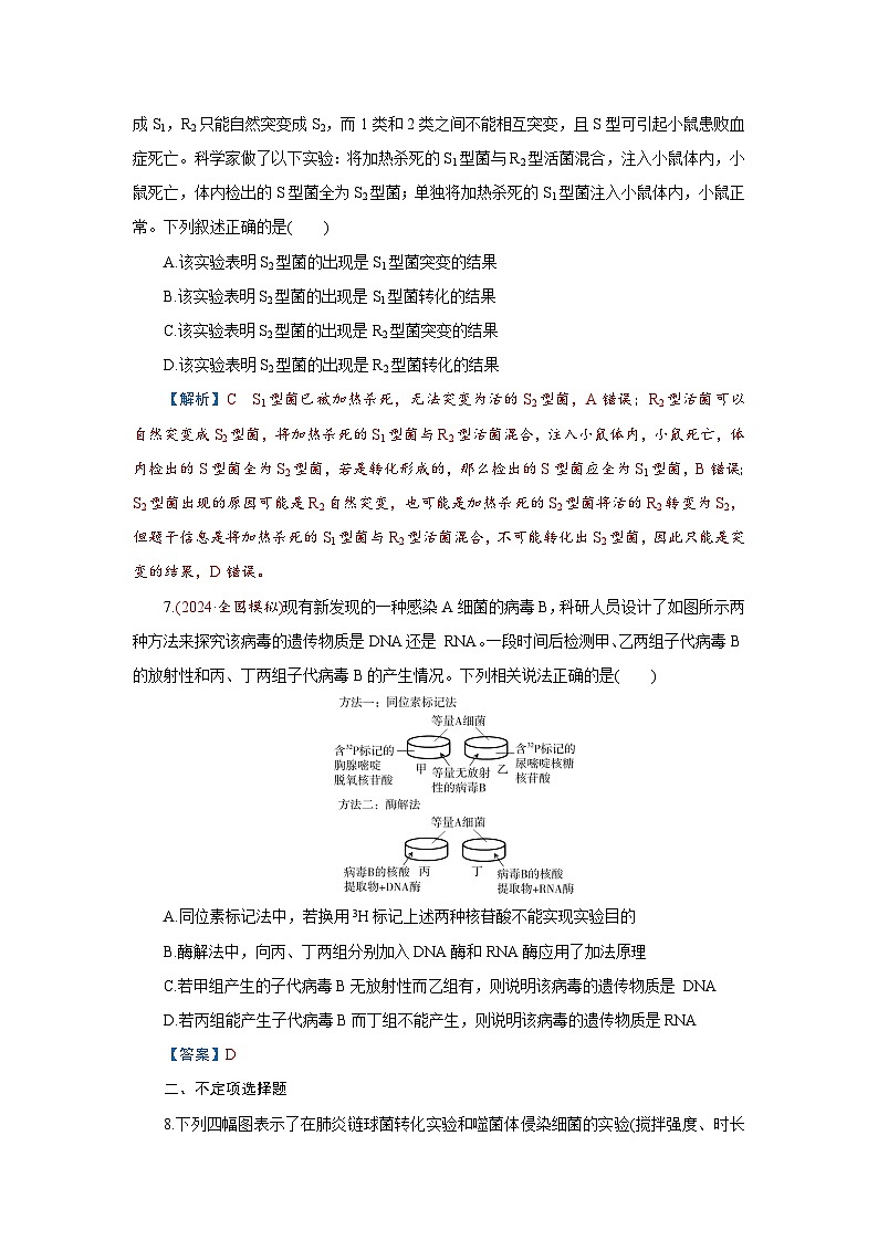 2026届高考生物学一轮专题复习练习：专题6 第1讲　DNA是主要的遗传物质 习题及答案解析第3页