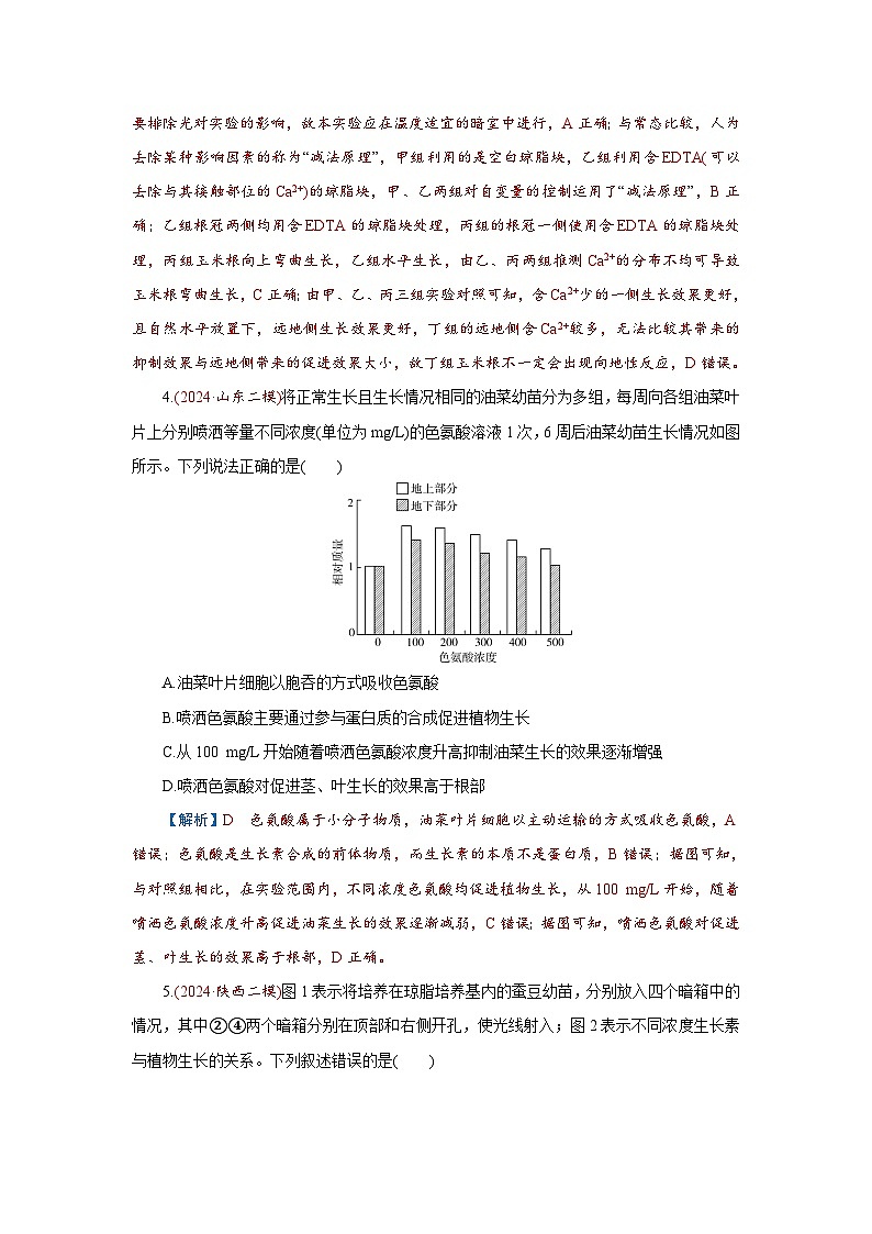 2026届高考生物学一轮专题复习练习：专题8 第6讲　植物生命活动的调节 习题及答案解析第3页