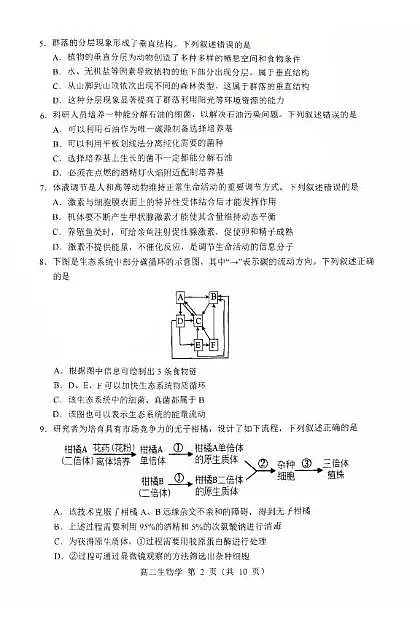 内蒙古赤峰市2024-2025学年高二下学期期末联考生物试卷（PDF版附答案）第2页
