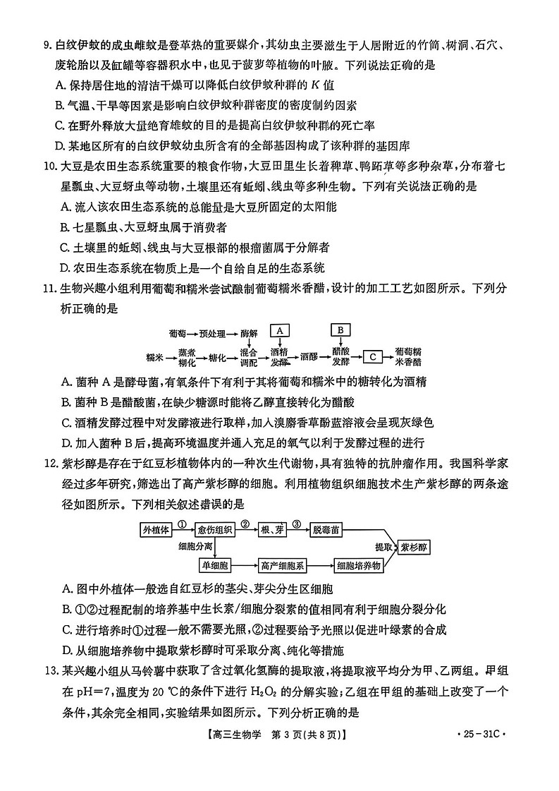 2025届广东省金太阳高三上学期9月联考-生物试卷（含答案）第3页