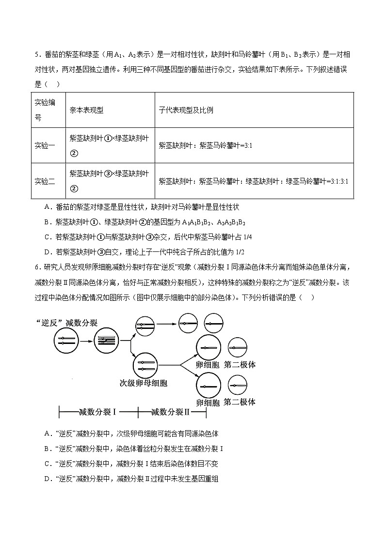四川省乐山市普通高中2024-2025学年高一下学期期末教学质量检测生物试卷（含答案）第2页
