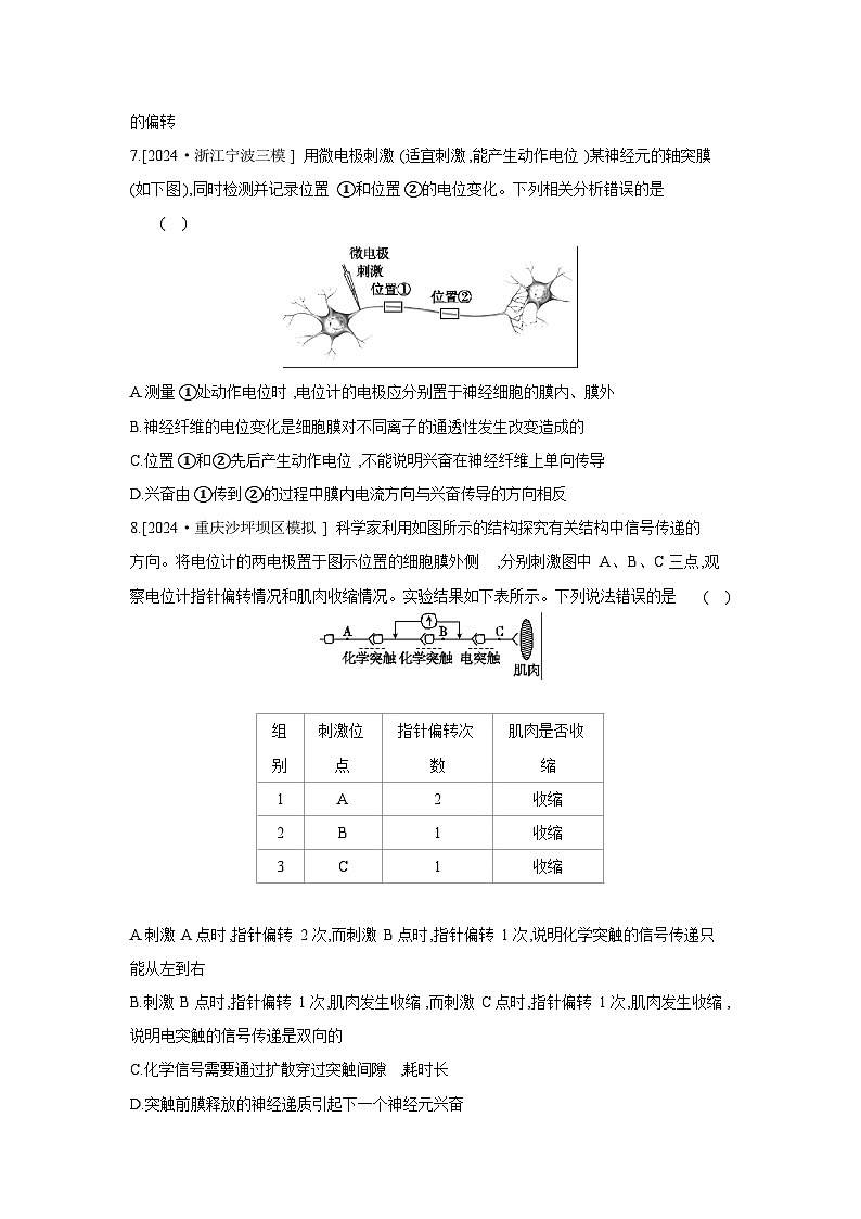 37 课时作业(三十四)　神经冲动的产生、传导和传递 【正文】【作业手册】第3页