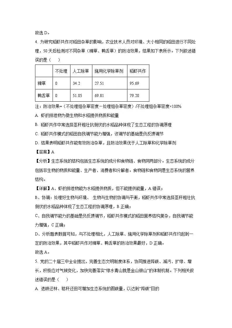 2024-2025学年江苏省宿迁市泗阳县高二下学期期中考试生物试卷（解析版）第3页