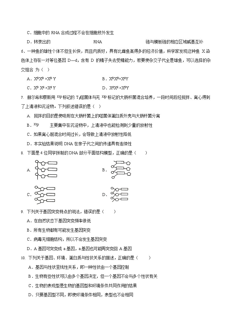 新疆喀什地区莎车县2024-2025学年高一下学期7月期末考试生物试卷第2页
