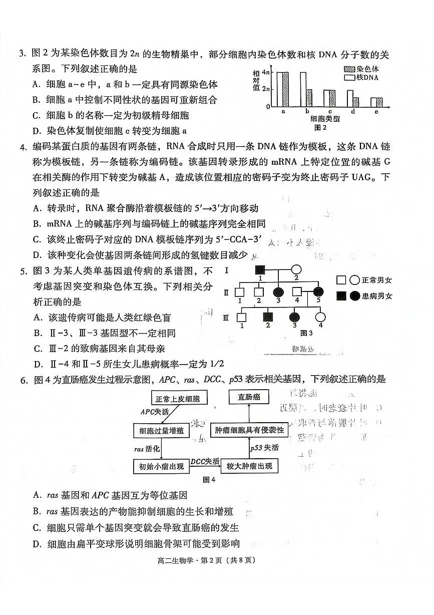 云南省玉溪市2024-2025学年高二下学期期末考试生物试卷（PDF版附解析）第2页