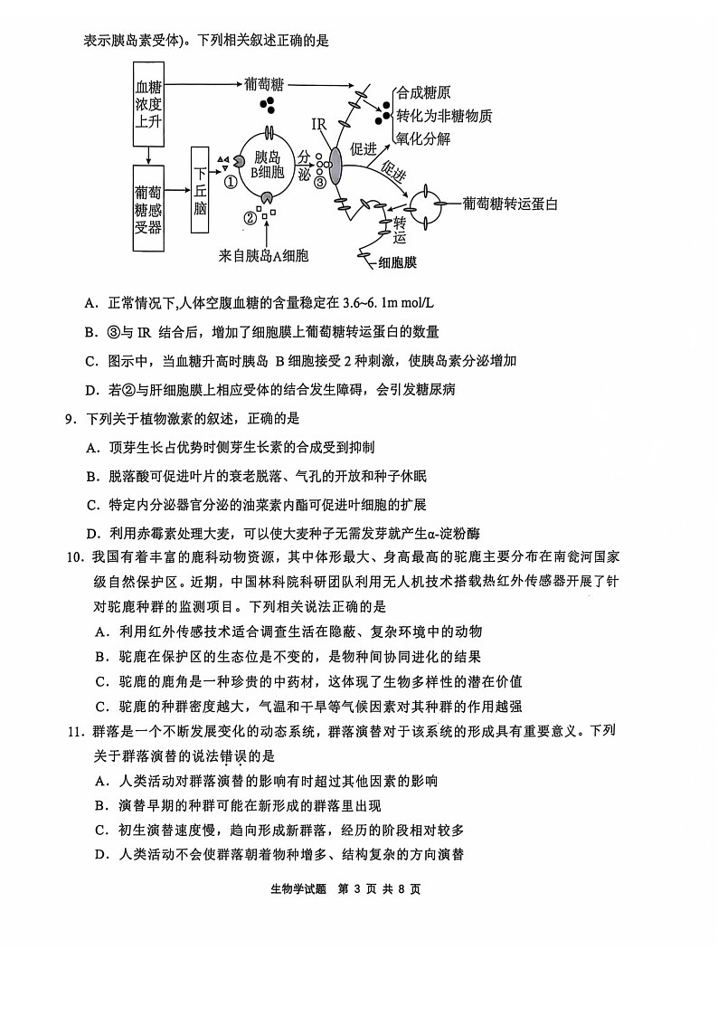 2025届“江南十校”新高三下学期10月第一次综合素质考-生物试题（含答案）第3页