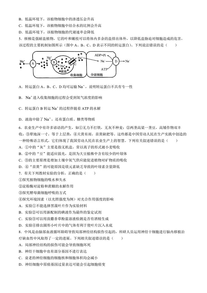 2025届河南省高三上学期联考（二）-生物试题（含答案）第2页