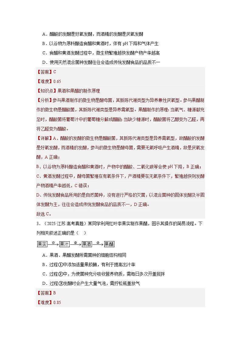 2025年高考生物真题分类汇编（全国通用）专题15  发酵工程（解析版）第2页