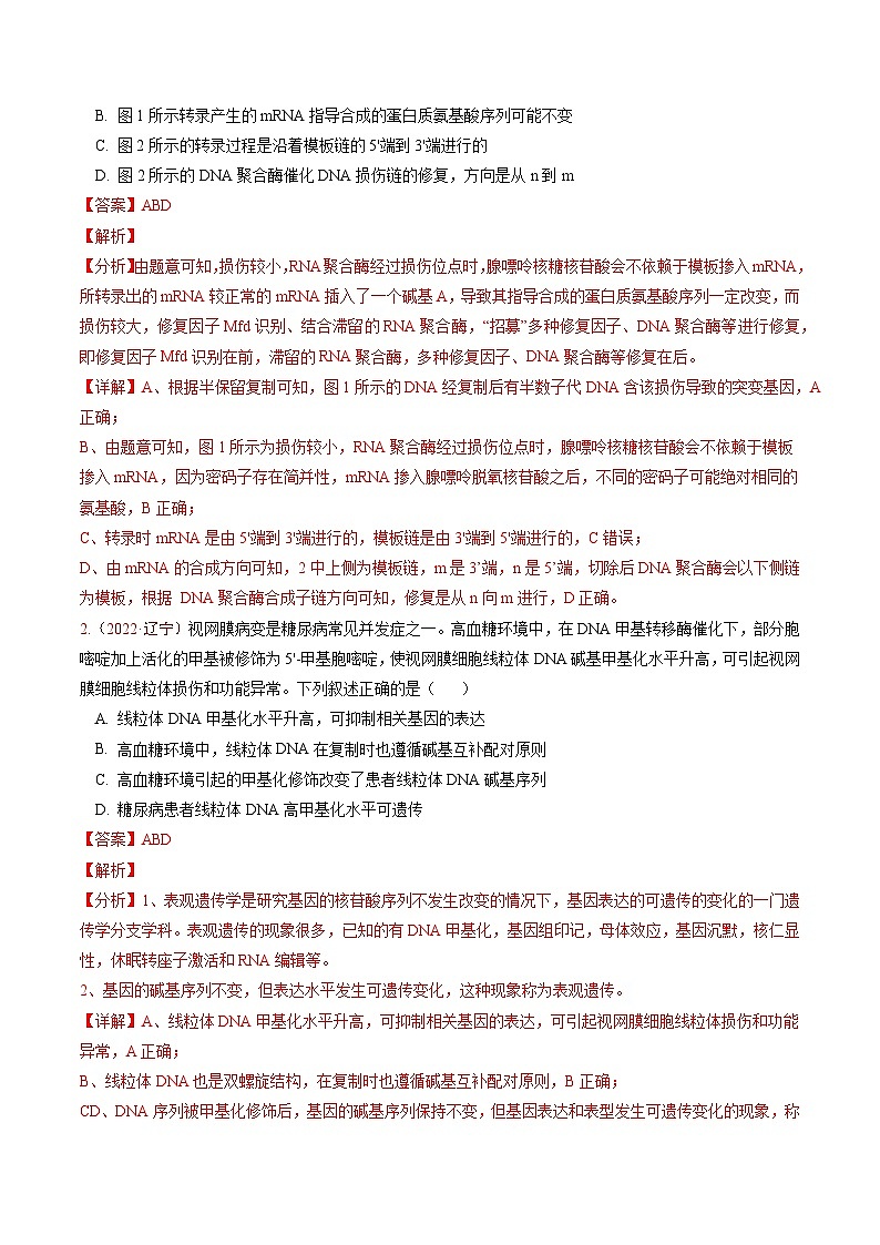 5年（2021-2025）高考1年模拟生物真题分类汇编专题05 遗传的分子基础（解析版）（黑吉辽蒙专用）第3页