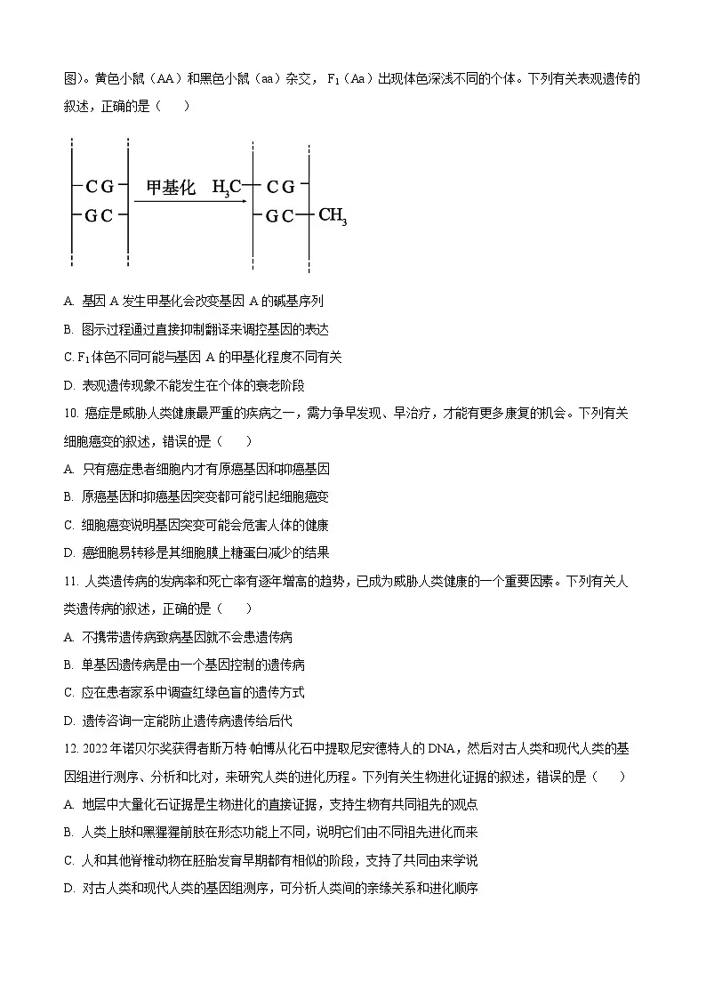 河北省承德市2024-2025学年高一下学期期末测试生物试卷第3页