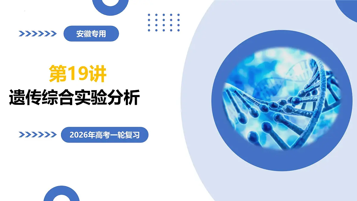 第19讲+遗传综合实验分析（复习课件）（安徽专用）2026年高考生物一轮复习讲练测第1页
