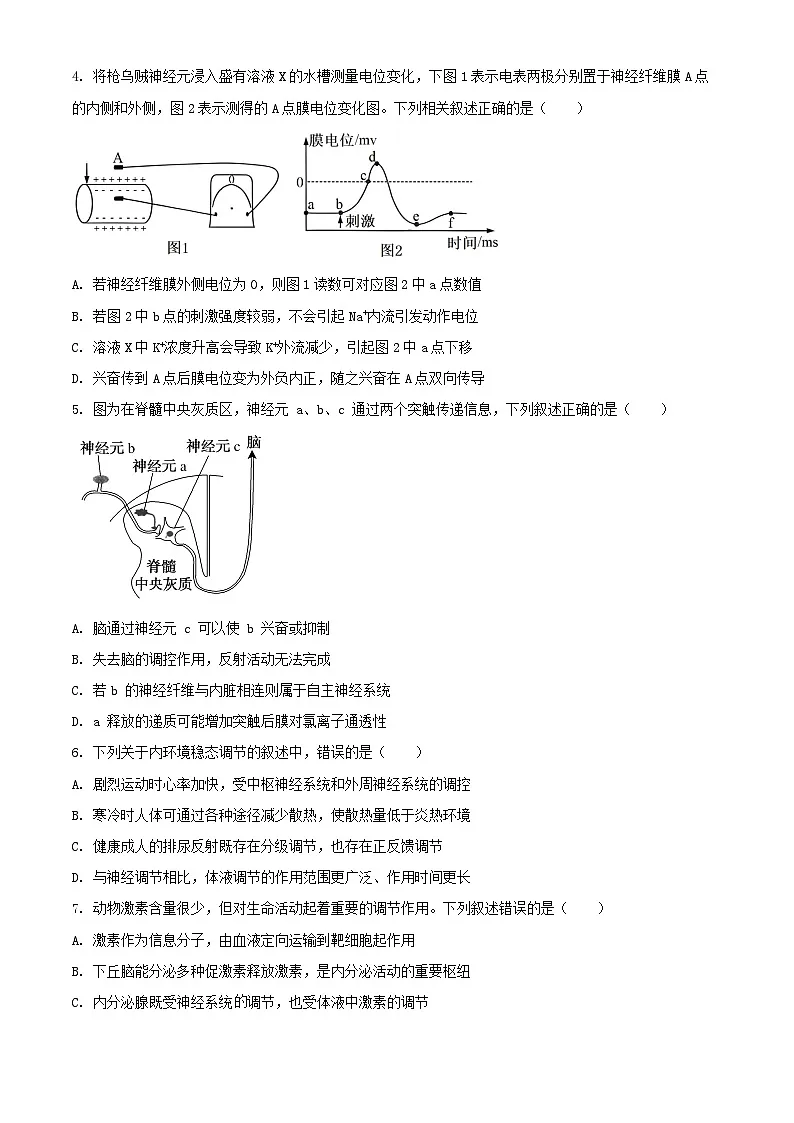 江苏省南京市某校2024_2025学年高二生物上学期第二次月考试题期中模拟第2页