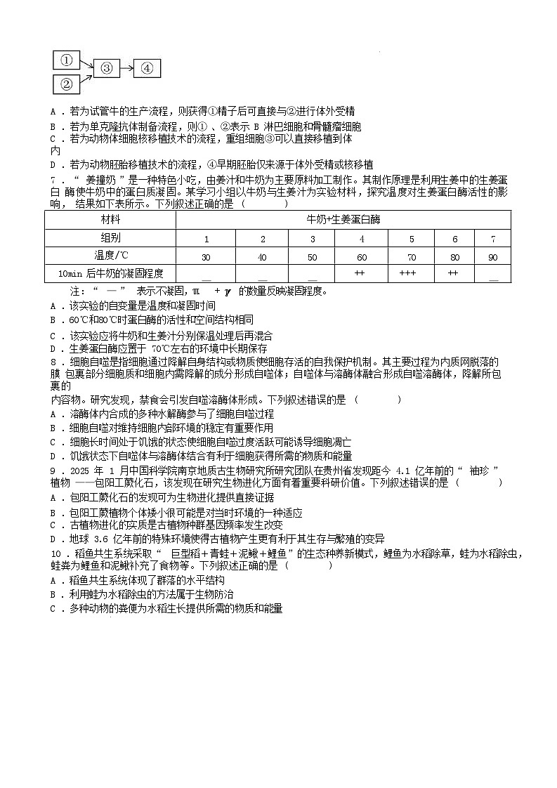 浙江省2024_2025学年高二生物下学期期中联考试题第2页