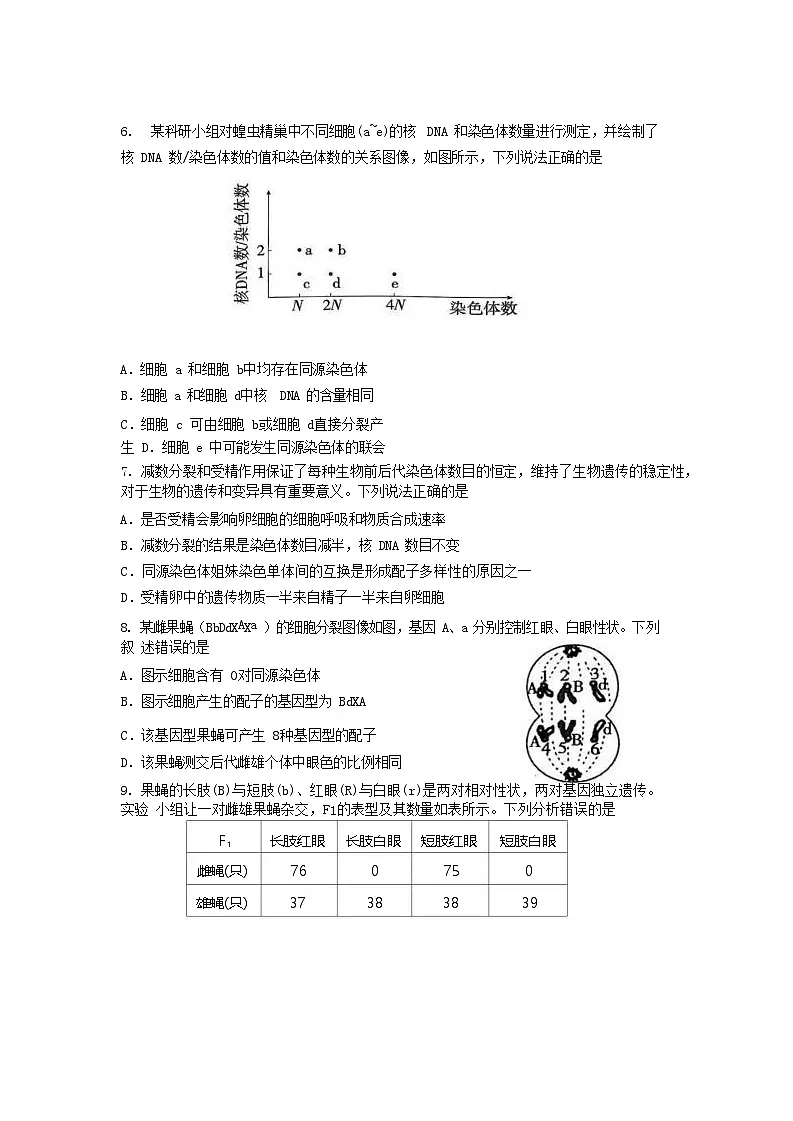 山东省2024_2025学年高一生物下学期4月期中测试第3页