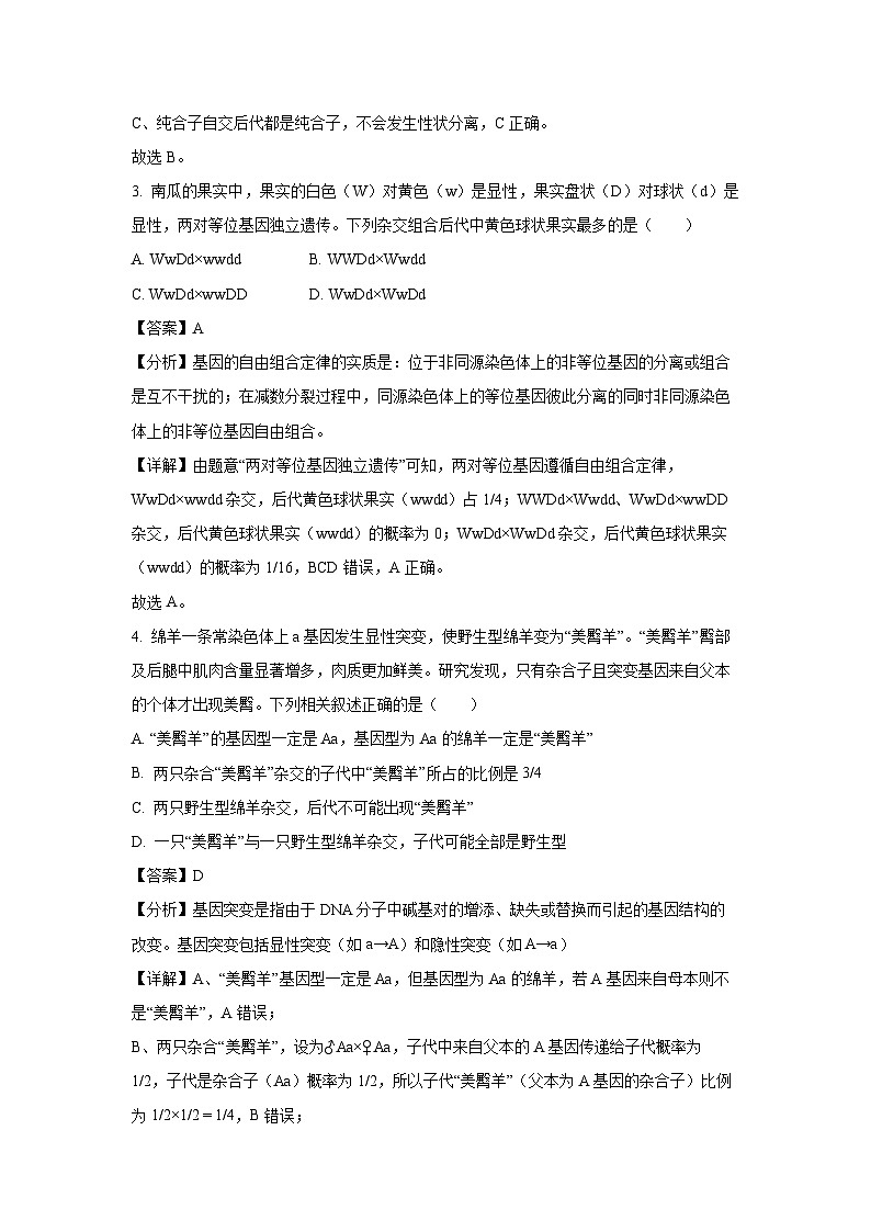 河南省信阳市2024-2025学年高一下学期4月期中生物试卷（解析版）第2页