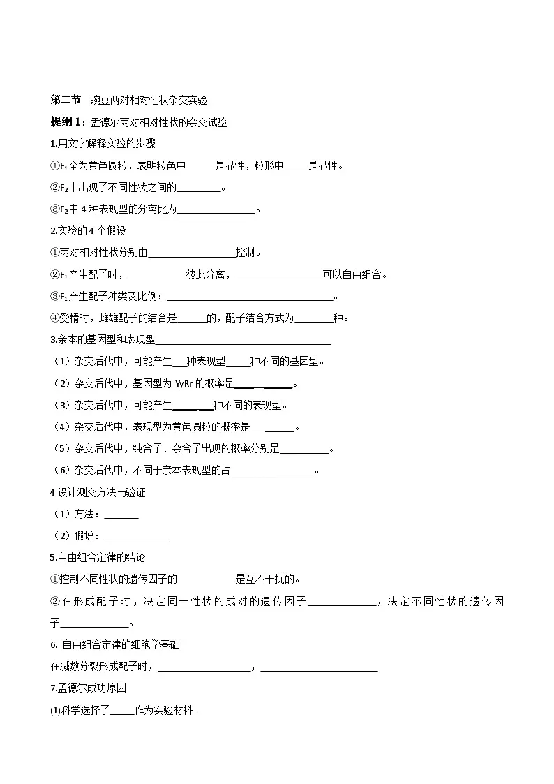 人教版高中生物必修2《遗传与进化》必背知识考点提纲填空练习版（含答案）第3页