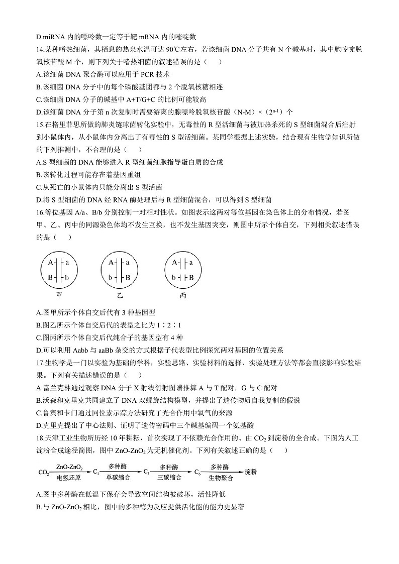 2025届黑龙江省哈尔滨三中高三下学期10月考-生物试题（含答案）第3页