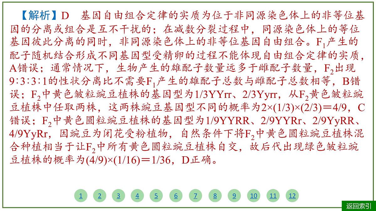 2026届高考生物学一轮复习习题课件及答案解析：专题5 第2讲 基因的自由组合定律第6页