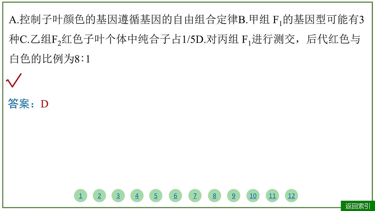 2026届高考生物学一轮复习习题课件及答案解析：专题5 第2讲 基因的自由组合定律第8页