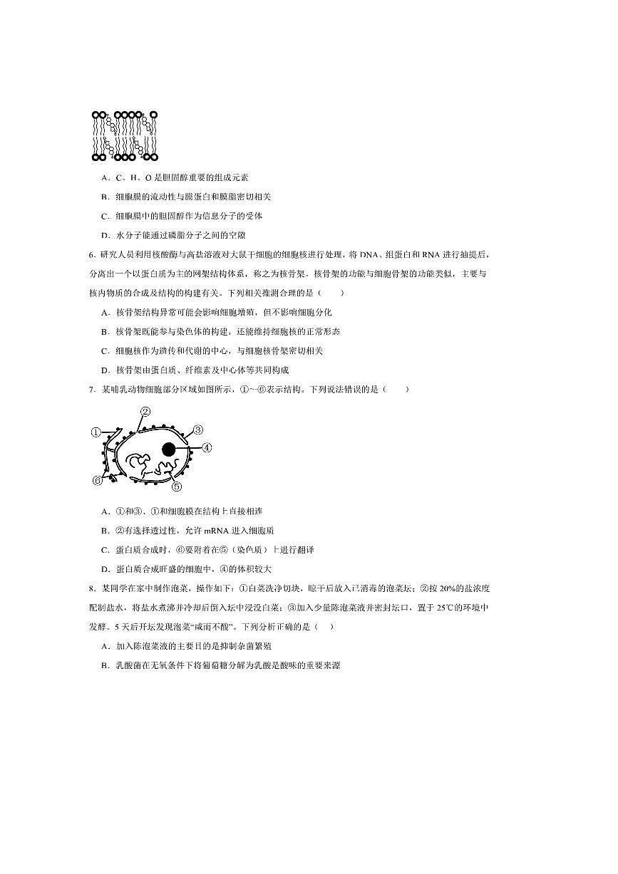 2024～2025学年山西省高二下期末考试生物试卷(含答案)第2页