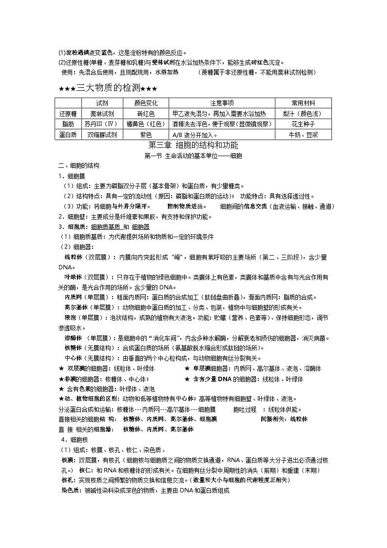 高中生物人教版必修一必背知识点第3页