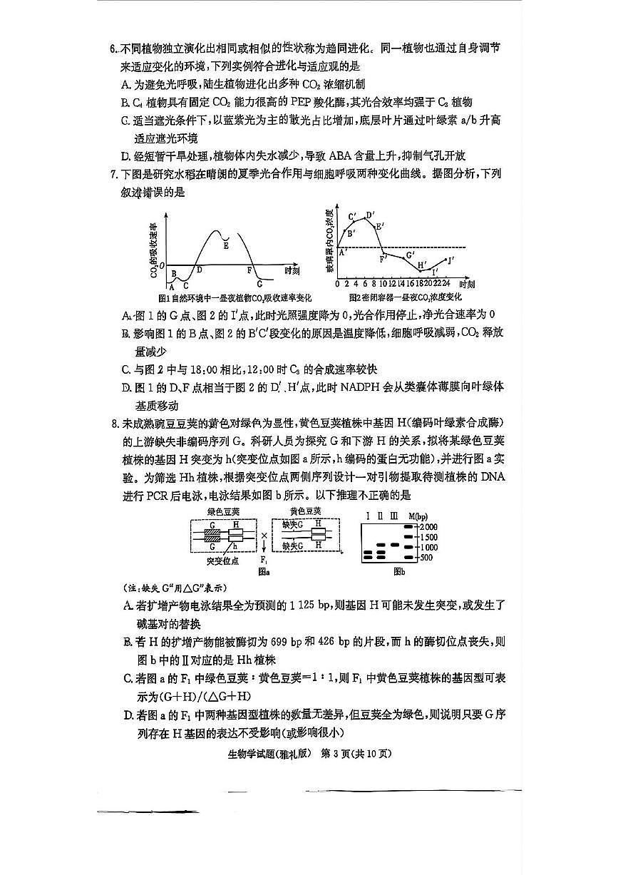湖南省长沙市雅礼中学2025-2026学年高三上学期月考试卷（一）生物试题(1)第3页