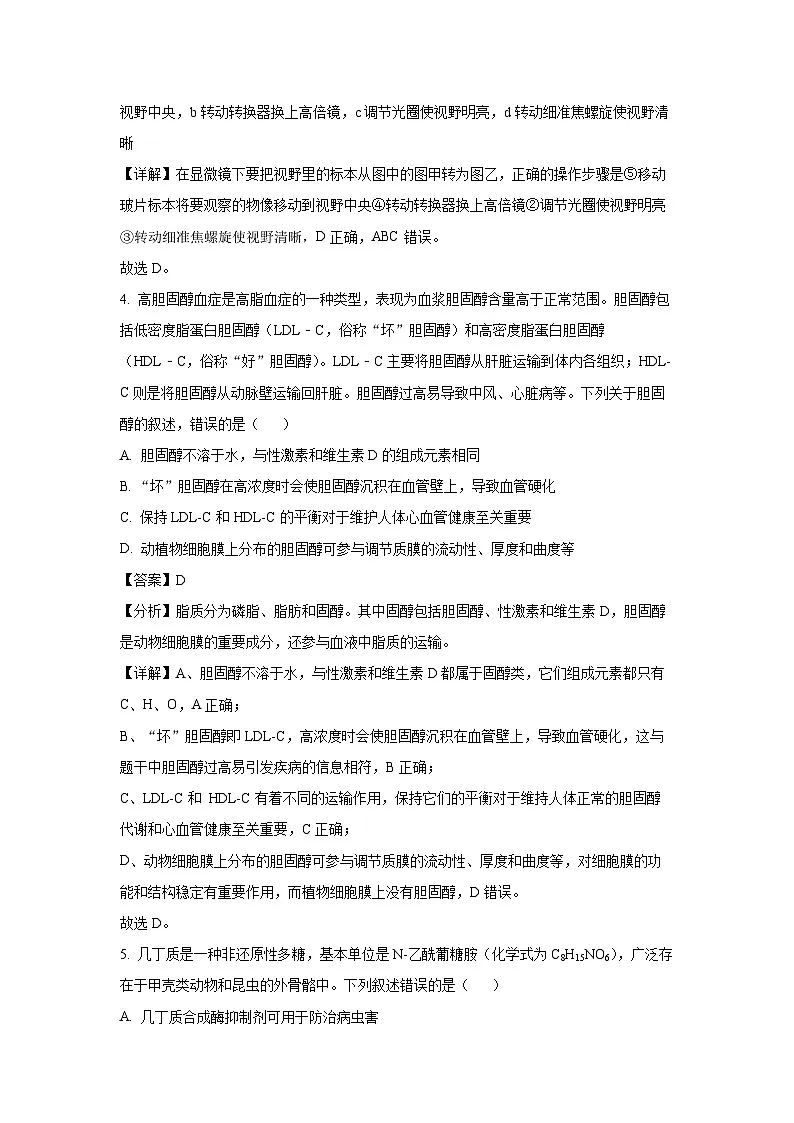 广东省肇庆四校2024-2025学年高二下学期第二次教学质量检测生物试卷（解析版）第3页