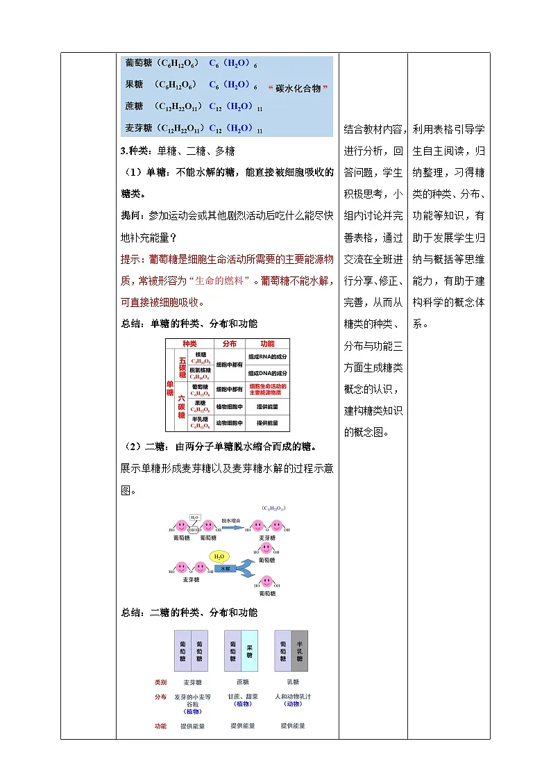 【高效课堂】高中生物2025-2026学年同步教案：2.3 细胞中的糖类和脂质-人教版（2019）必修1第3页