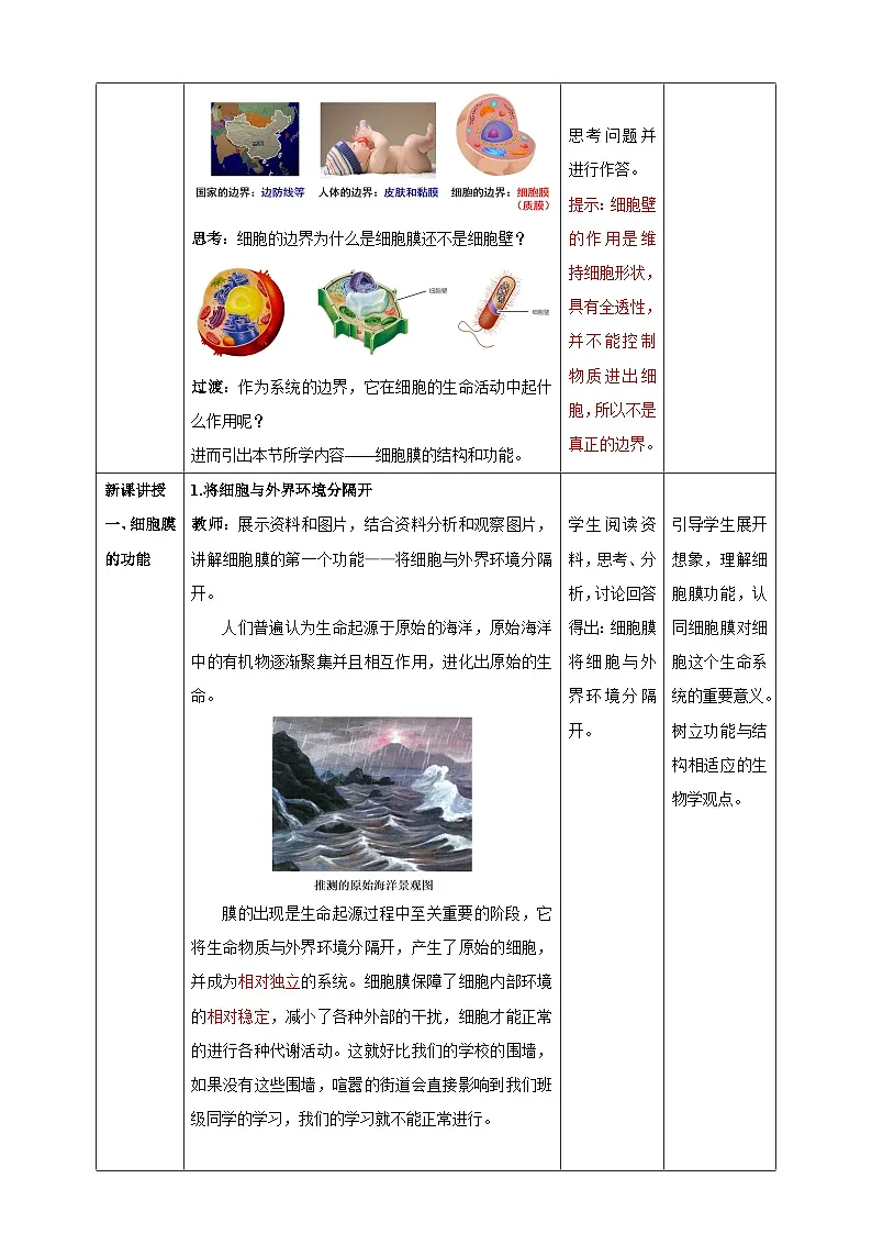 【高效课堂】高中生物2025-2026学年同步教案：3.1 细胞膜的结构和功能（第1课时）-人教版（2019）必修1第2页