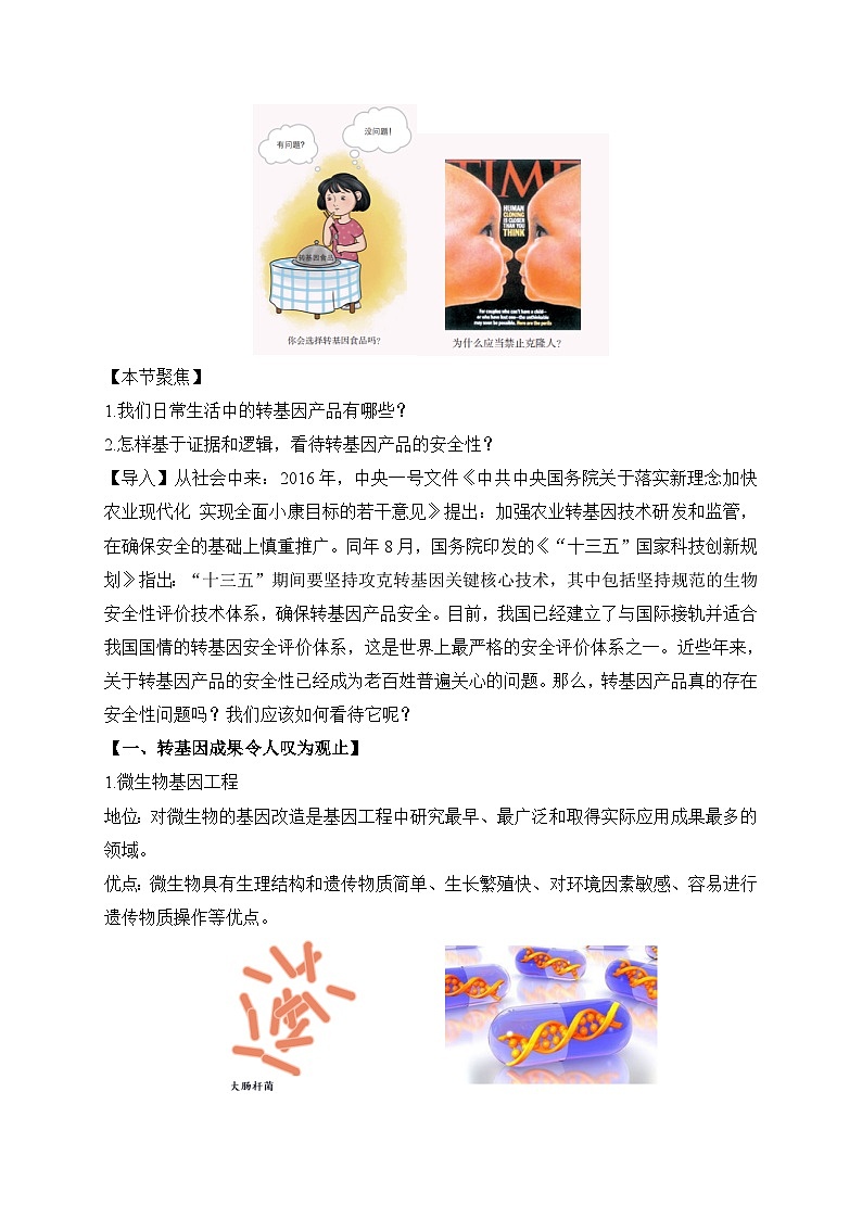 【高效备课】高二生物下册人教2019版选择性必修3同步优选：4.1 转基因产品的安全性（教案）第2页