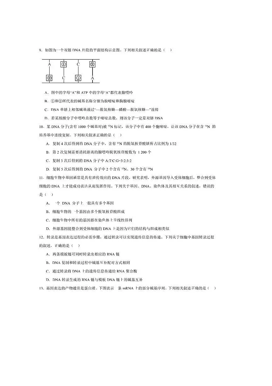 2024～2025学年内蒙古鄂尔多斯市西四旗高一下7月期末考试生物试卷(含答案)第3页