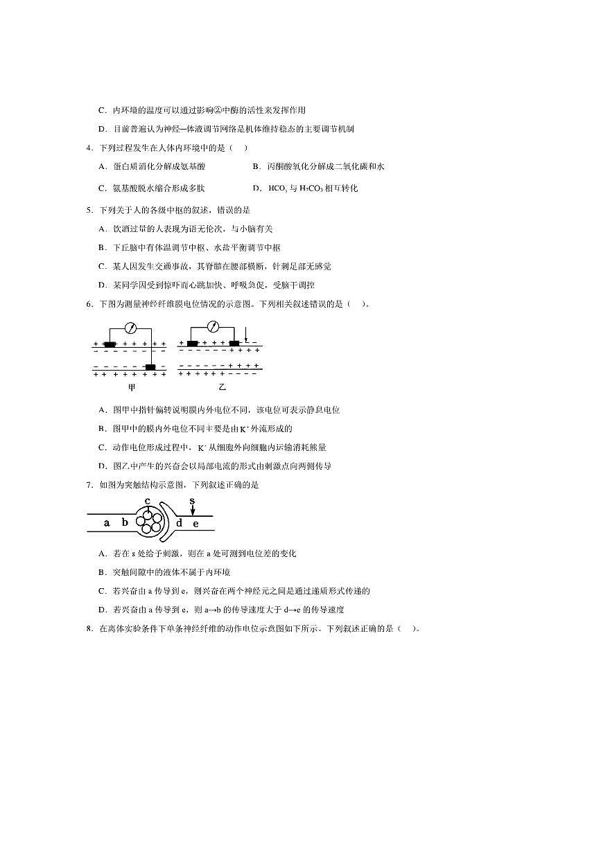 2024～2025学年吉林省白山市长白朝鲜族自治县实验中学高二上10月月考生物试卷(含答案)第2页