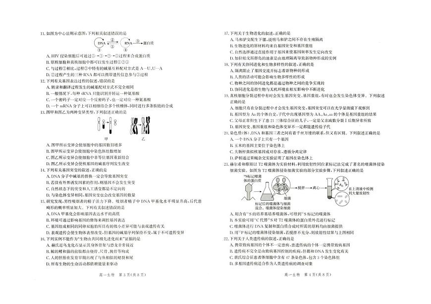 河北省雄安新区雄安十校2024-2025学年高一下学期期末考试生物试题（PDF版附解析）第2页