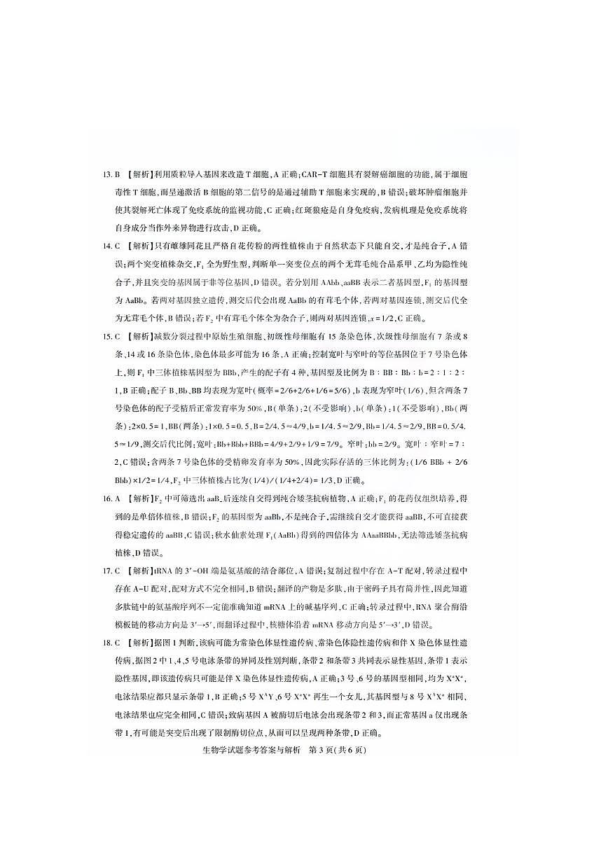 生物答案第3页