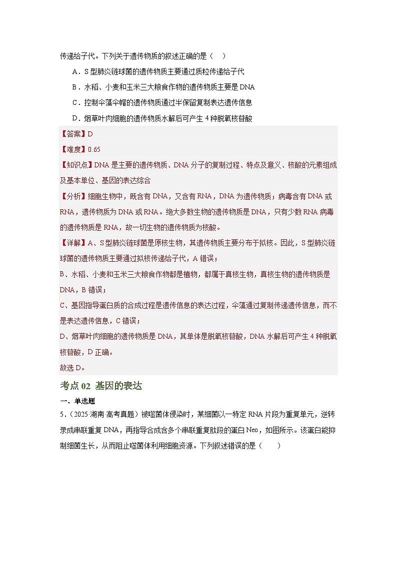 备战2026年高考生物（2025年真题分类汇编通用版）专题06遗传的分子基础（解析版）第3页