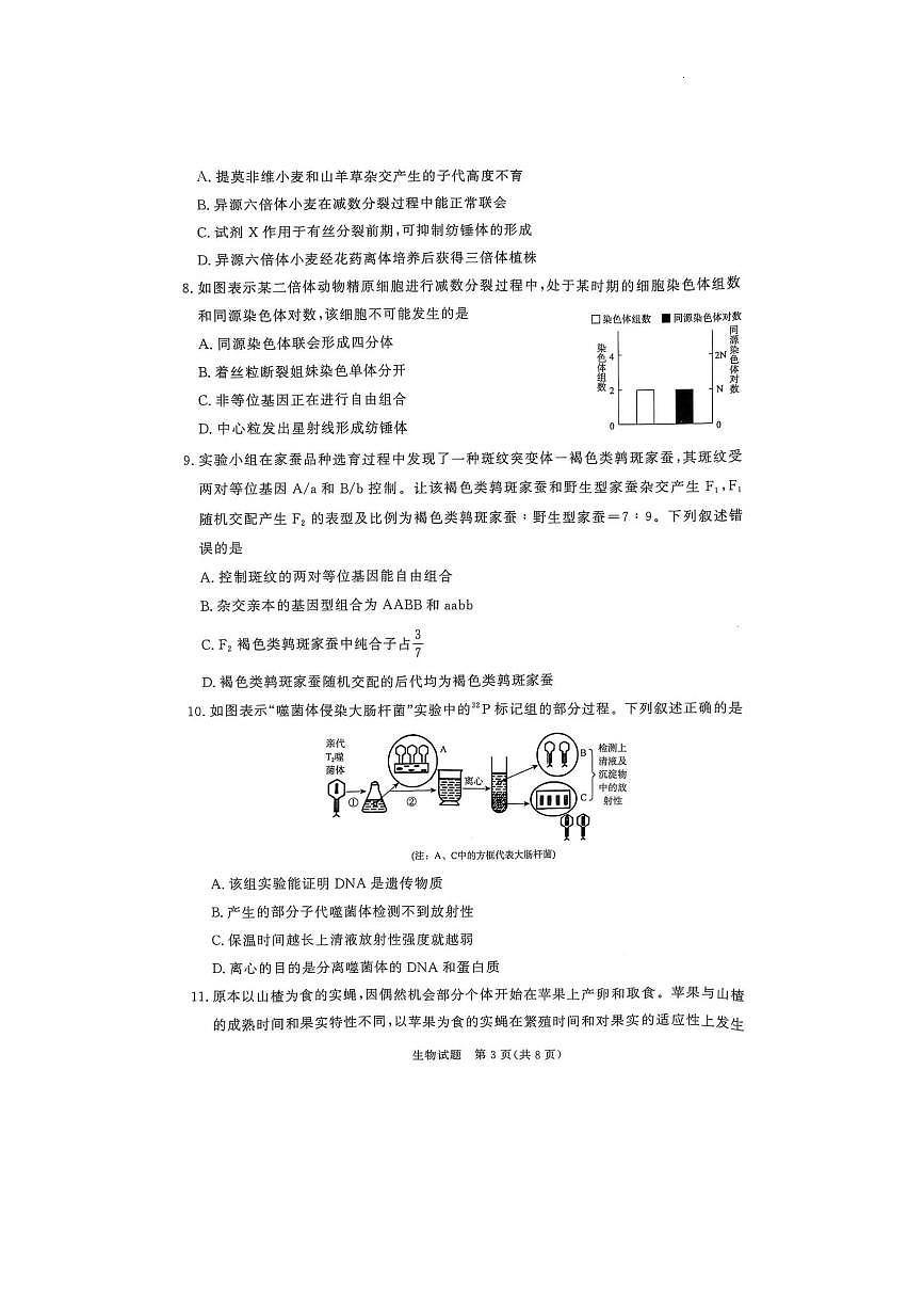 河南省青桐鸣2024-2025学年高一下学期6月联考生物试题第3页