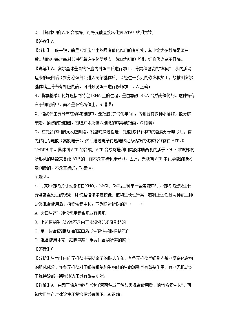 2025-2026学年湖北省荆州市沙市区高三上学期月考生物试题（附答案解析）第3页