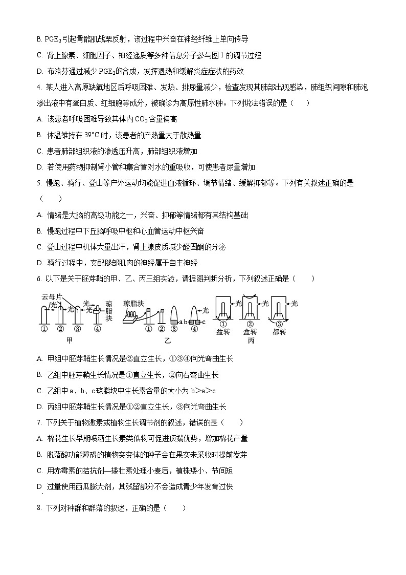 江苏省徐州市鼓楼区徐州市第三中学2024-2025学年高二上学期1月期末生物试题（原卷版）第2页